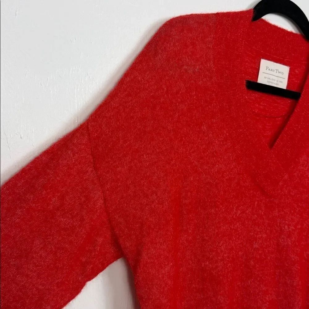 Part Two alpaca blend red v-neck pullover sweater size M - Picture 2 of 8